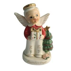 Vintage Napco 1950's December Angel Boy Holding Gift C1923 Christmas Figure